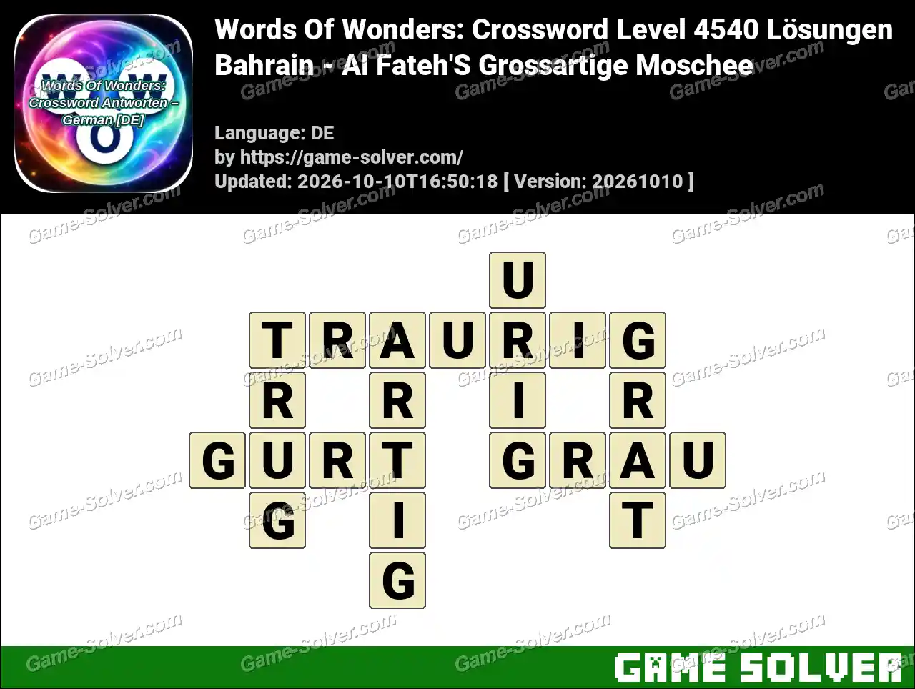 Words Of Wonders: Crossword Level 4540 Lösungen – Bahrain – Al Fateh’S Grossartige Moschee
